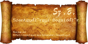 Szentgyörgyi Bozsidár névjegykártya